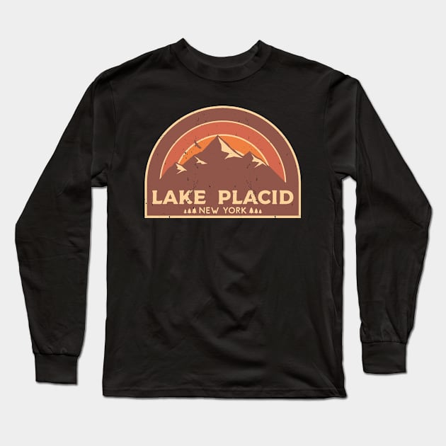 Lake Placid New York Mountain Design Long Sleeve T-Shirt by dk08